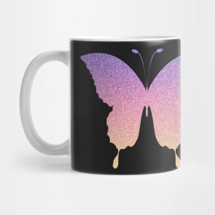 Pastel Sunrise Ombre Faux Glitter Butterfly Mug